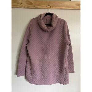 Duluth Cowl Neck Sweater Quilted Lavender Pockets Women Size XXL